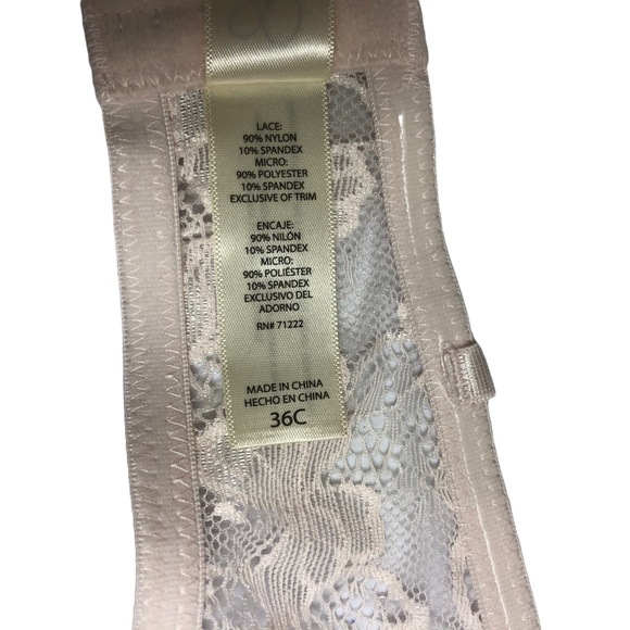 Jessica Simpson Padded Strapless Bra in Pink Lacy Wireless No Wire Bra size 36C - Picture 5 of 6